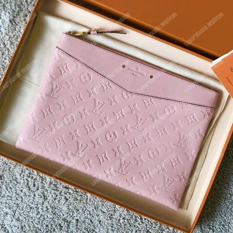 LV Daily Pouch Monogram Empreinte Rose Poudre