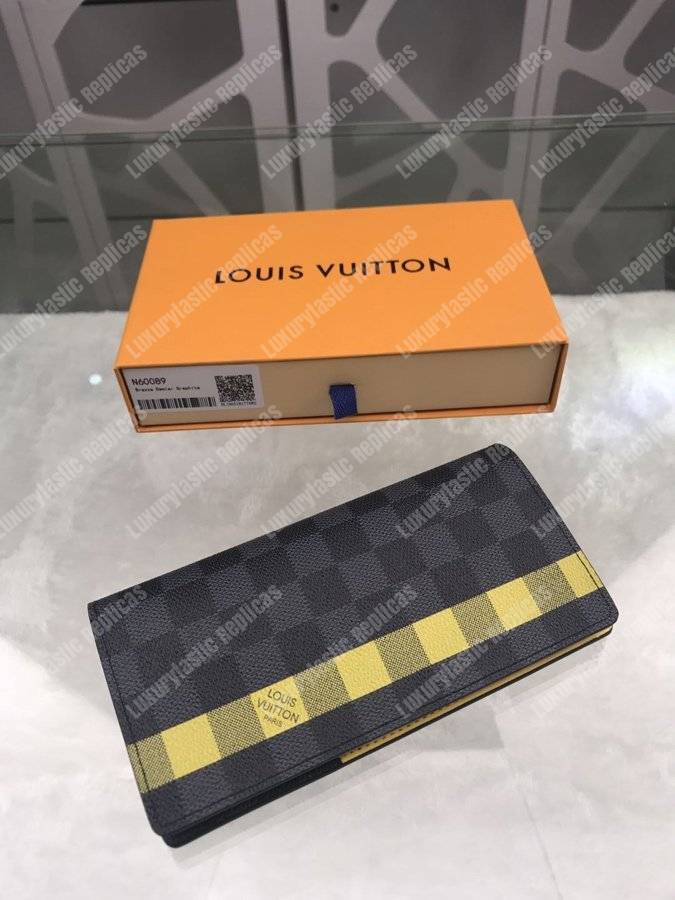 LV Brazza Wallet Damier Graphite Yellow Stripe