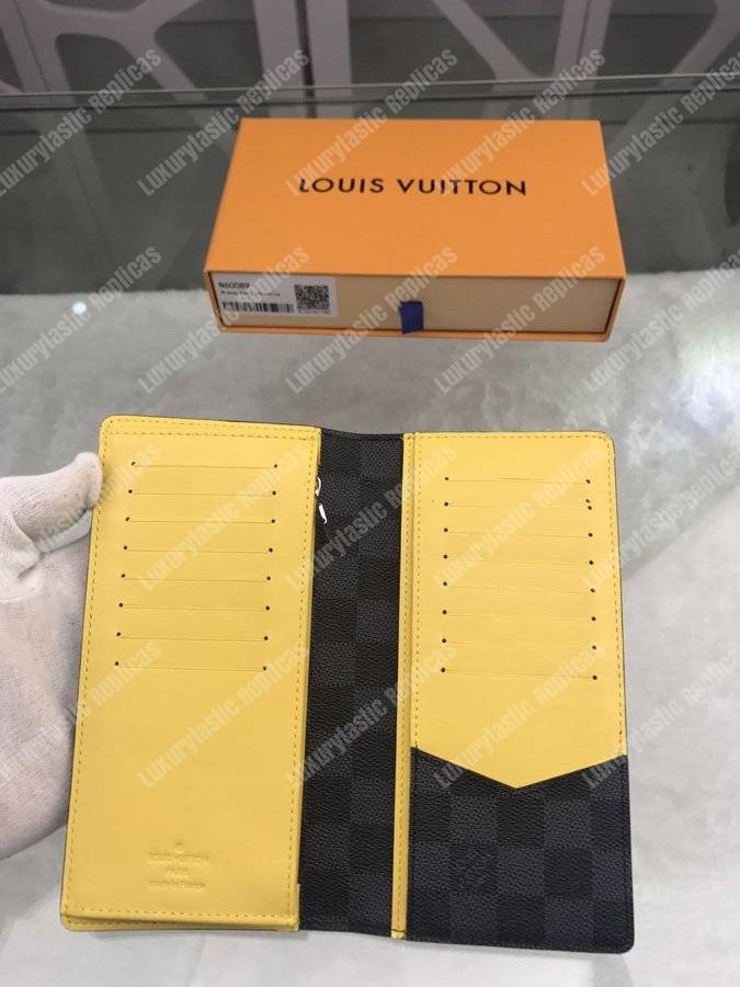 LV Brazza Wallet Damier Graphite Yellow Stripe