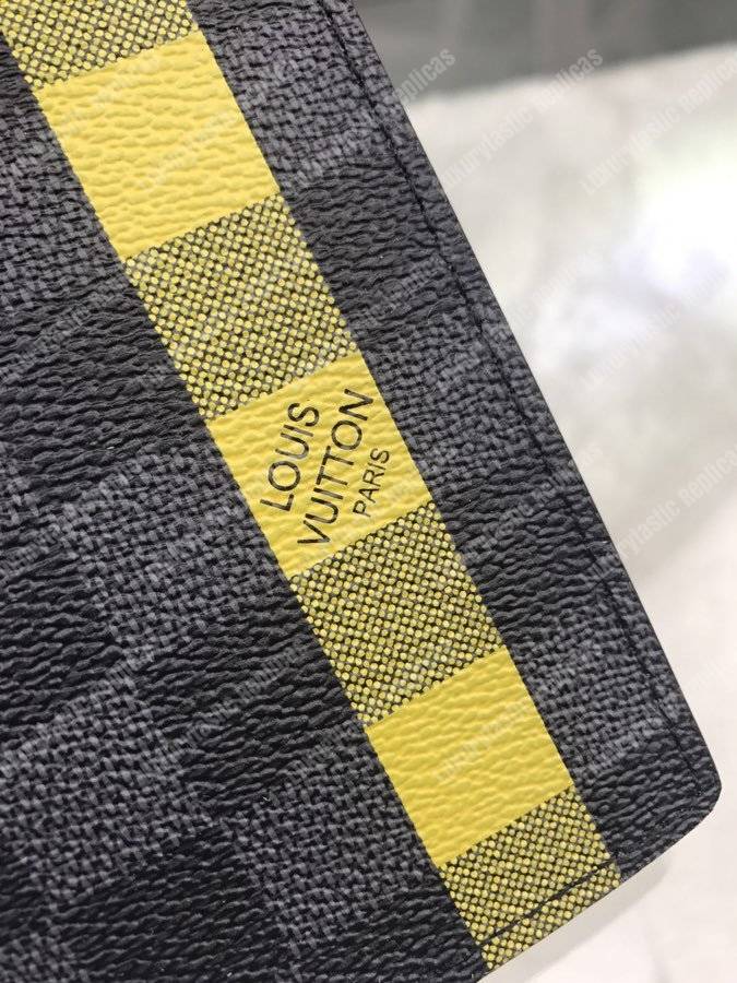 LV Brazza Wallet Damier Graphite Yellow Stripe