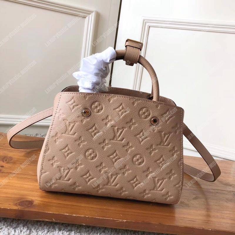 LV Montaigne BB Monogram Empreinte Leather Papyrus