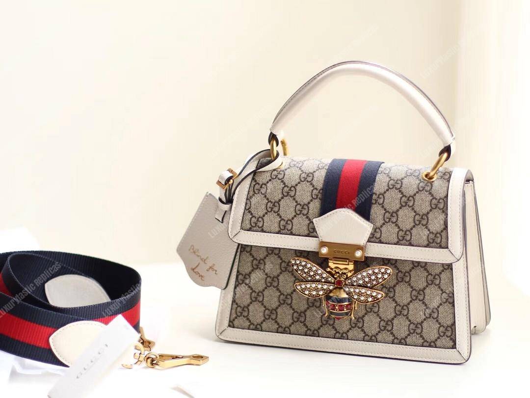 G*u*i queen margaret gg small top handle bag white