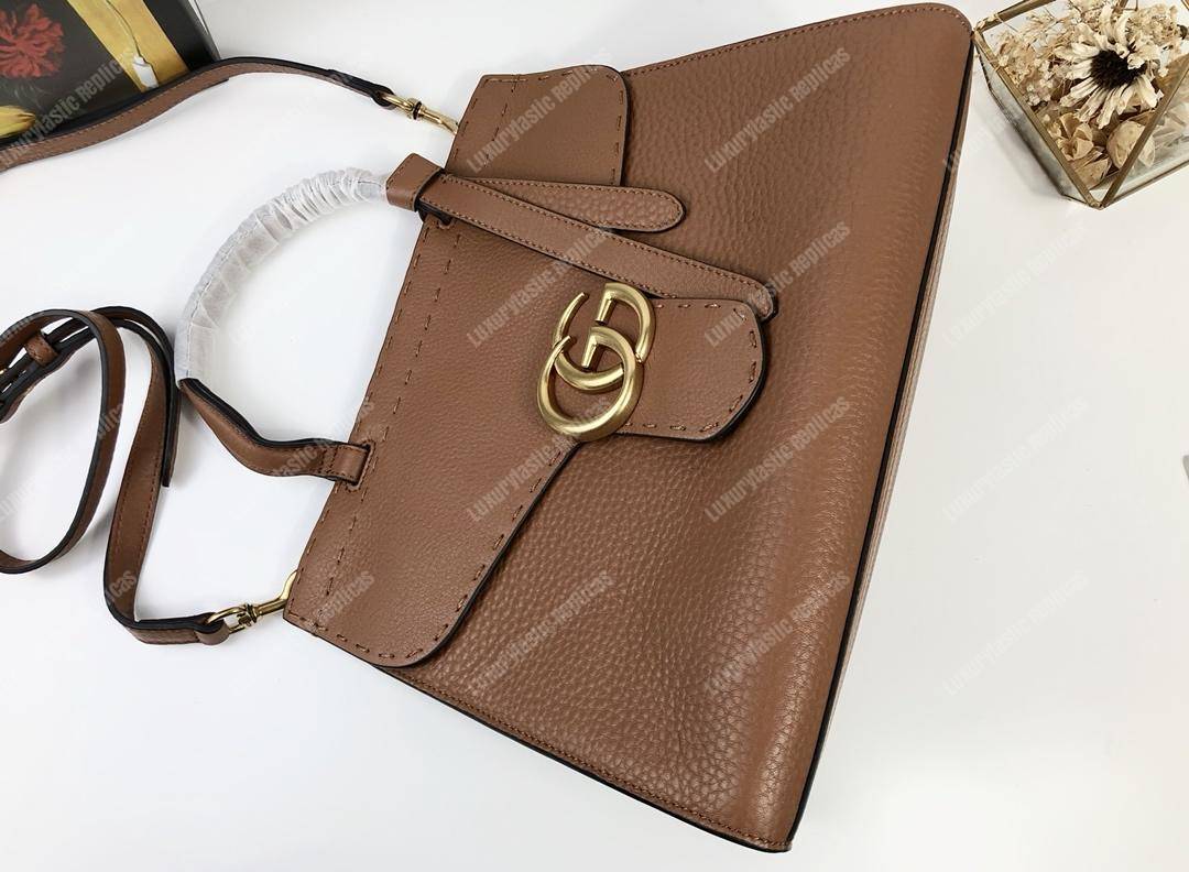 G*u*i gg marmont small top handle bag lightweight leather brown