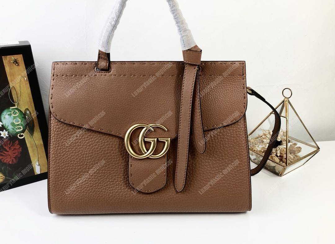 G*u*i gg marmont small top handle bag lightweight leather brown