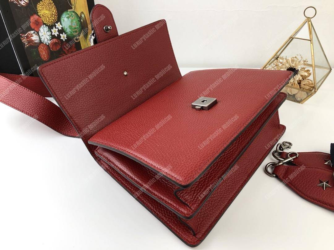 G*u*i dionysus medium grainy leather bamboo top handle bag red