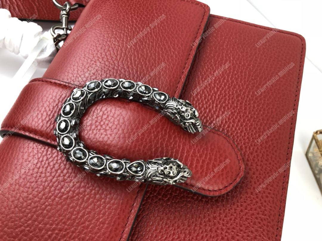 G*u*i dionysus medium grainy leather bamboo top handle bag red