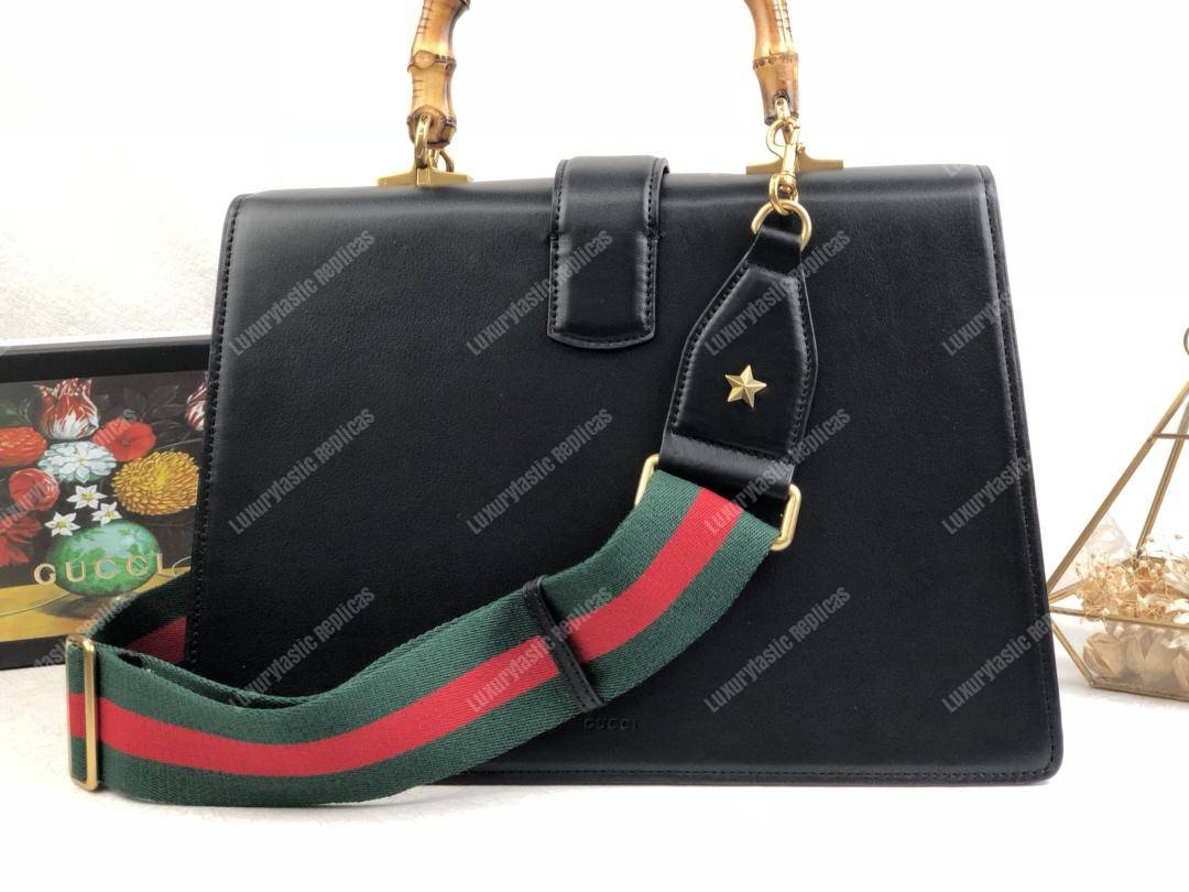G*u*i dionysus large smooth leather bamboo top handle bag blue/green/red
