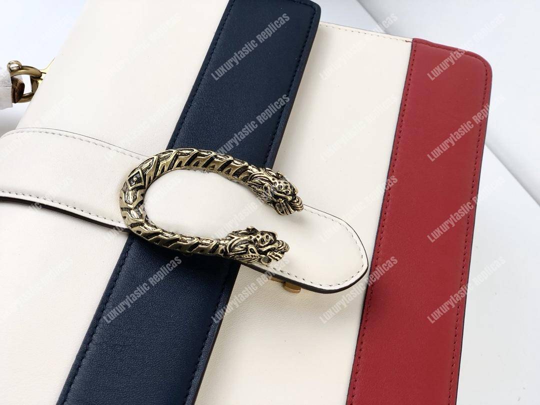 G*u*i dionysus large smooth leather bamboo top handle bag blue/green/red