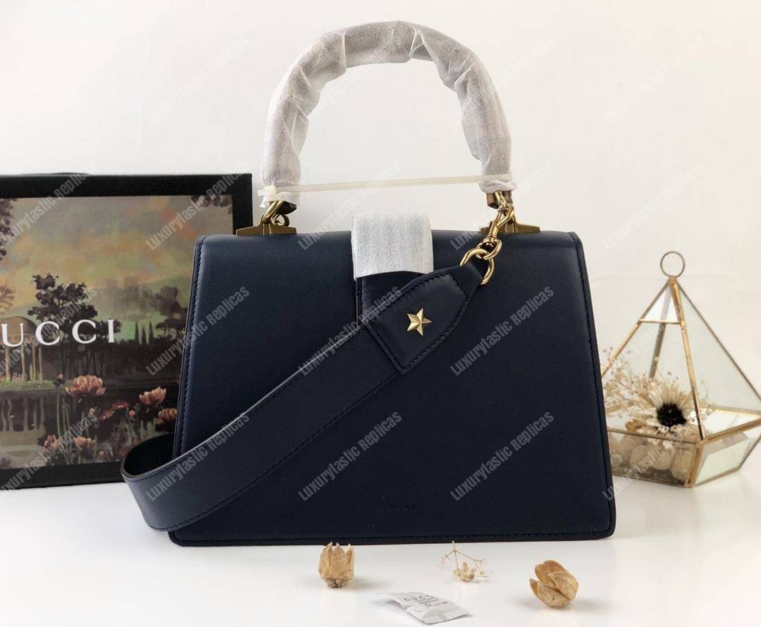 G*u*i dionysus medium smooth leather bamboo top handle bag blue/green/red