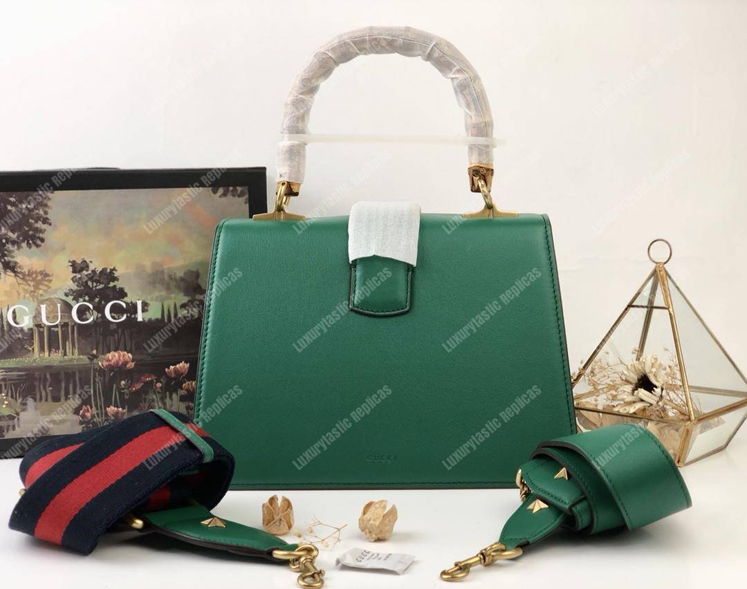 G*u*i dionysus medium smooth leather bamboo top handle bag green/blue/red