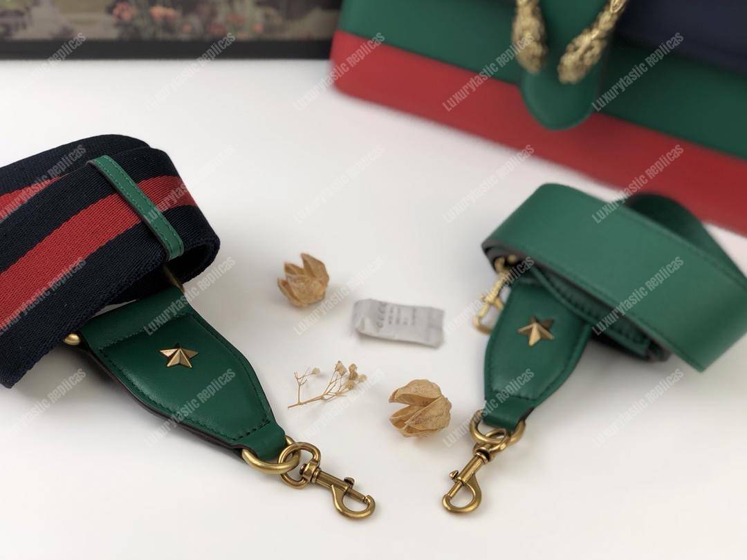 G*u*i dionysus medium smooth leather bamboo top handle bag green/blue/red