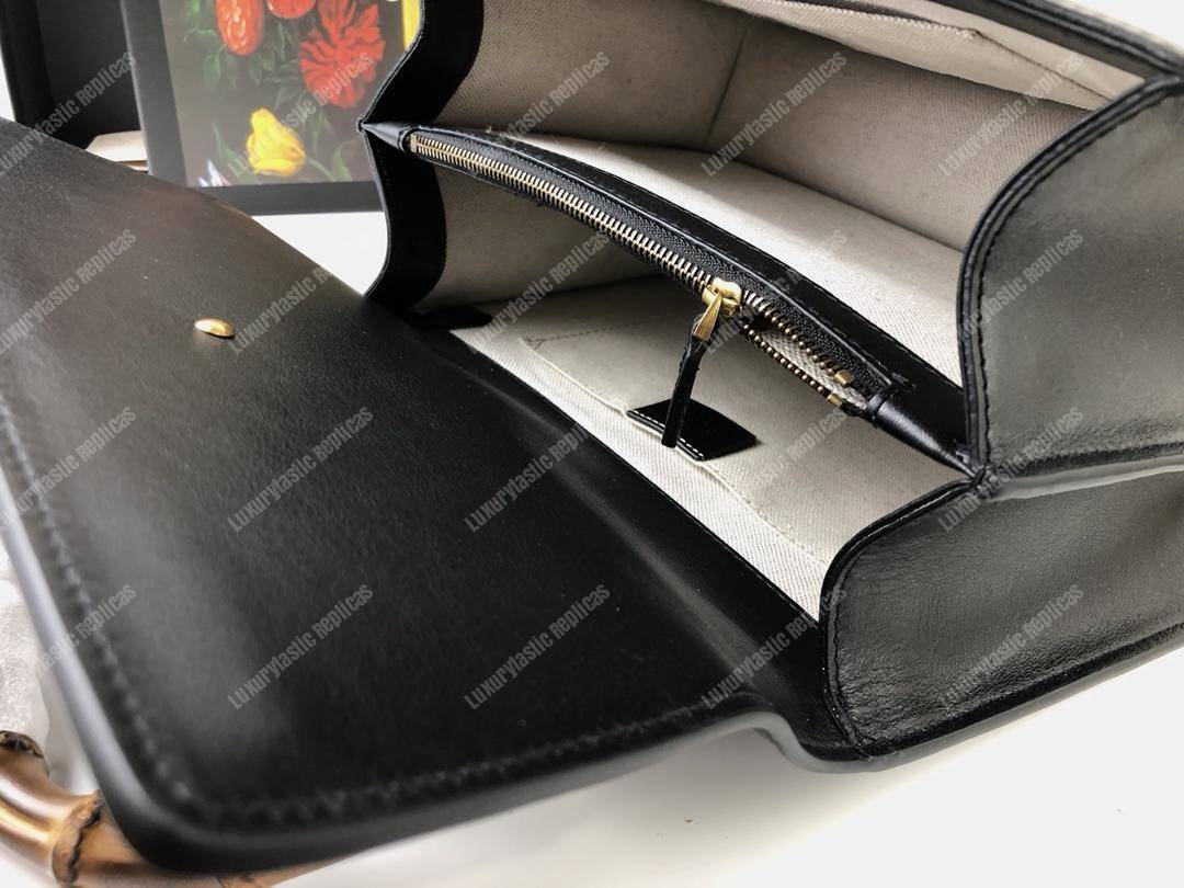 G*u*i dionysus medium smooth leather bamboo top handle bag black