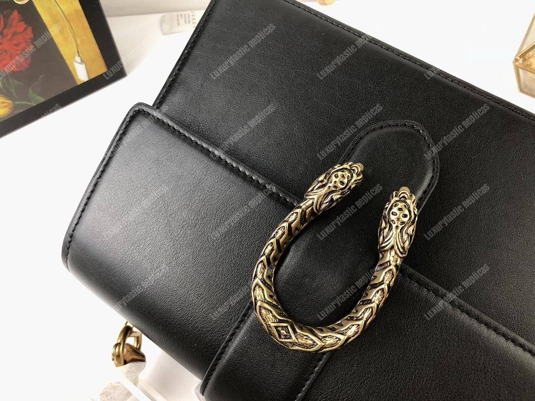 G*u*i dionysus medium smooth leather bamboo top handle bag black