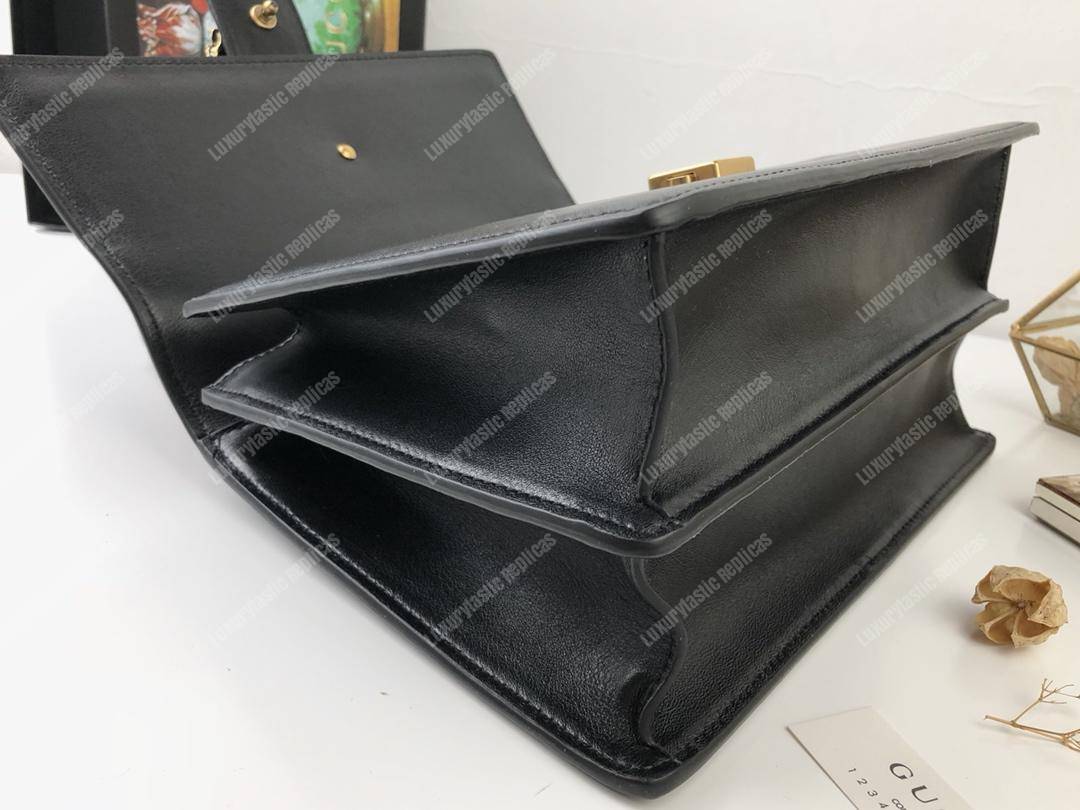 G*u*i dionysus medium smooth leather bamboo top handle bag black