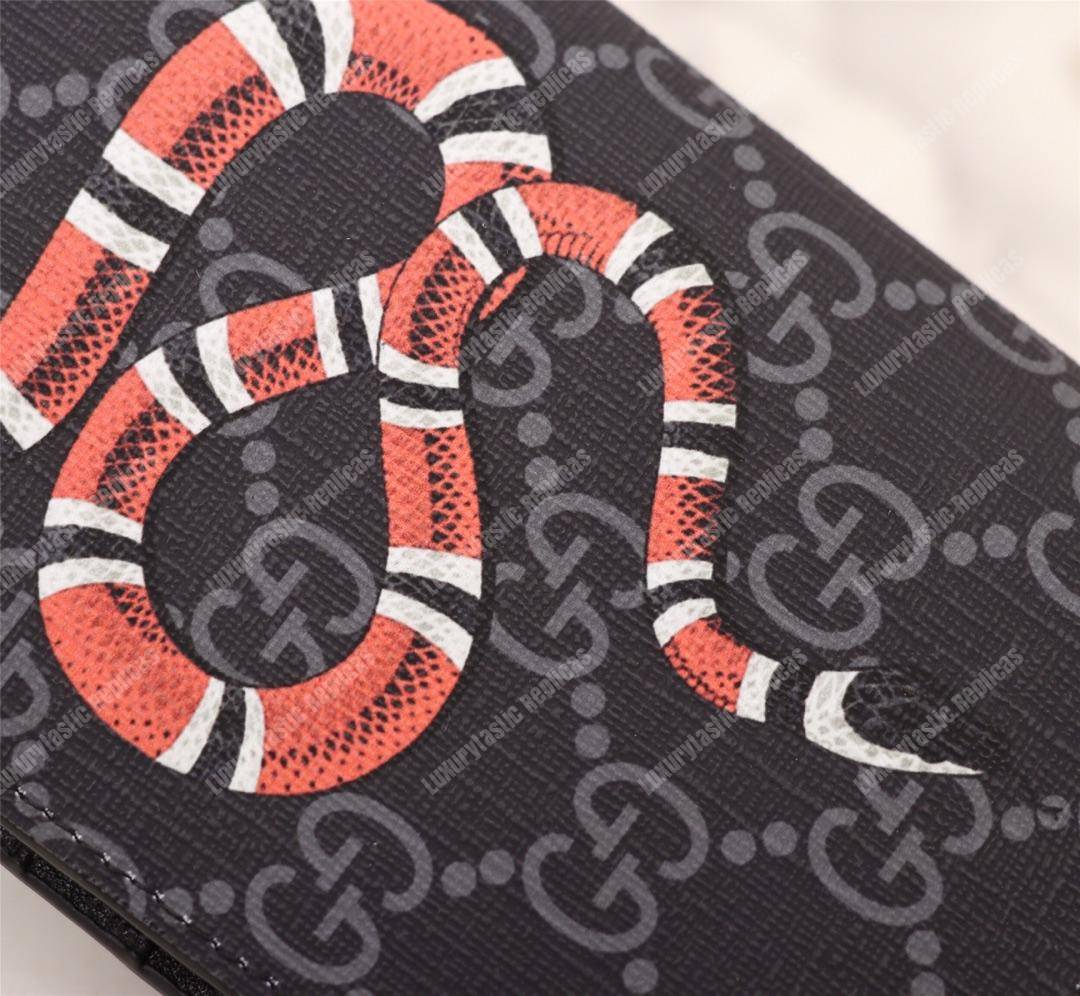 G*u*i kingsnake print gg sup*e long wallet black