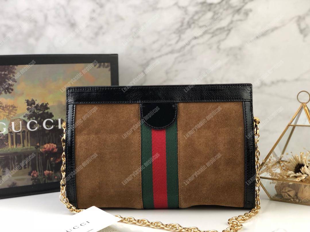 G*u*i ophidia suede small shoulder bag brown