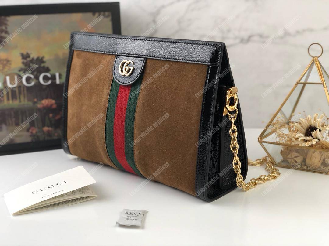 G*u*i ophidia suede small shoulder bag brown