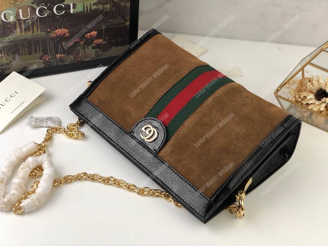 G*u*i ophidia suede small shoulder bag brown