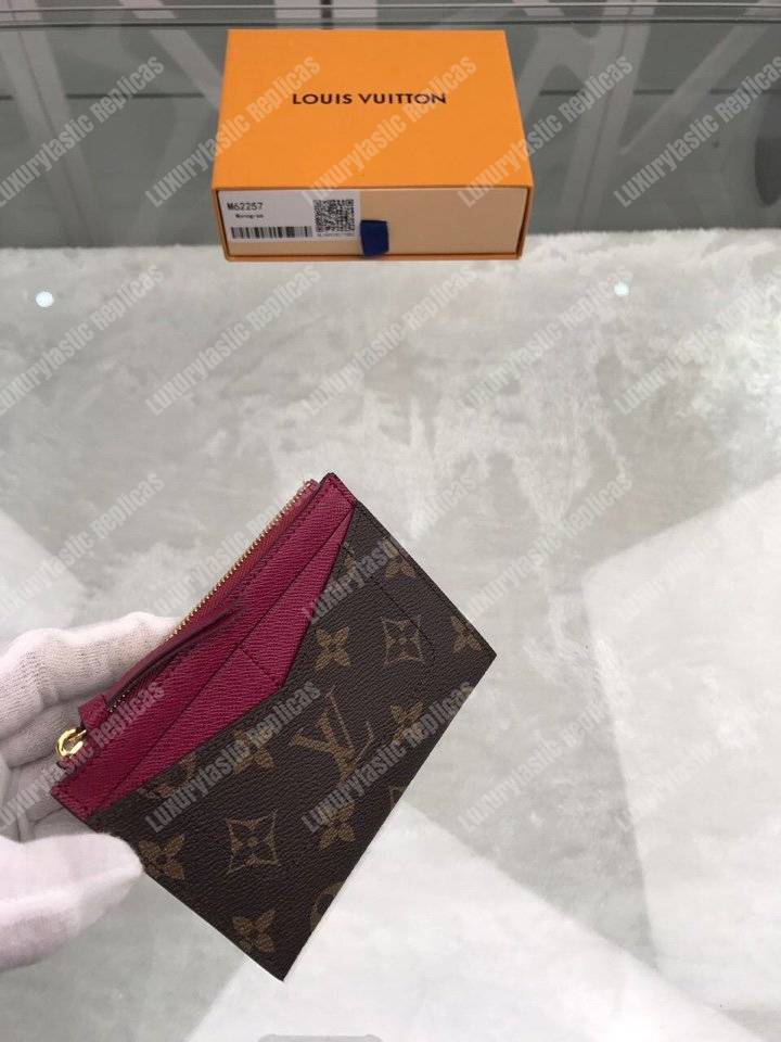 LV Zipped Card Holder Monogram Fuchsia Pink
