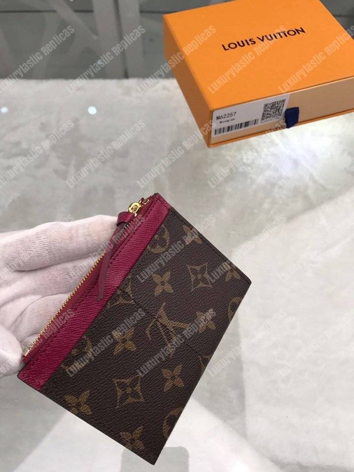 LV Zipped Card Holder Monogram Fuchsia Pink