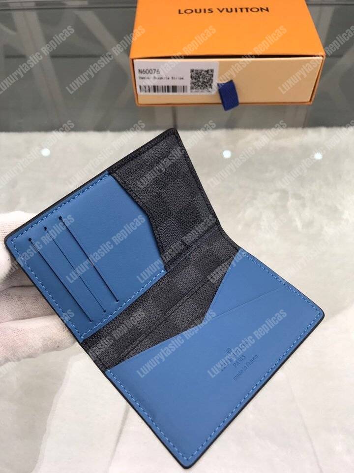 LV Pocket Organizer Damier Graphite Blue Stripe