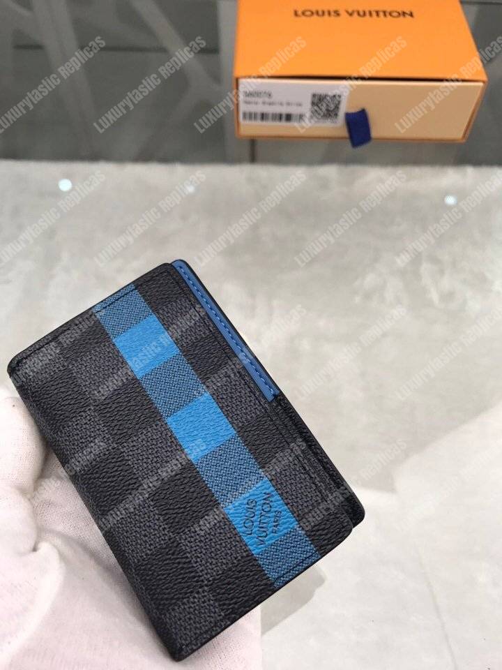 LV Pocket Organizer Damier Graphite Blue Stripe