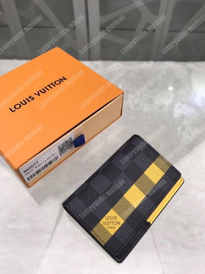LV Pocket Organizer Damier Graphite Yellow Stripe