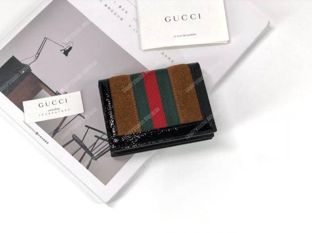 G*u*i ophidia suede card case wallet brown