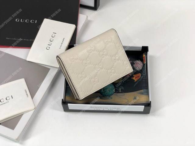 G*u*i signature card case wallet with cherries white