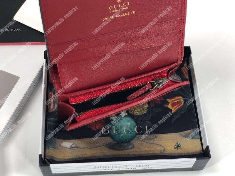 G*u*i signature card case wallet with cherries red