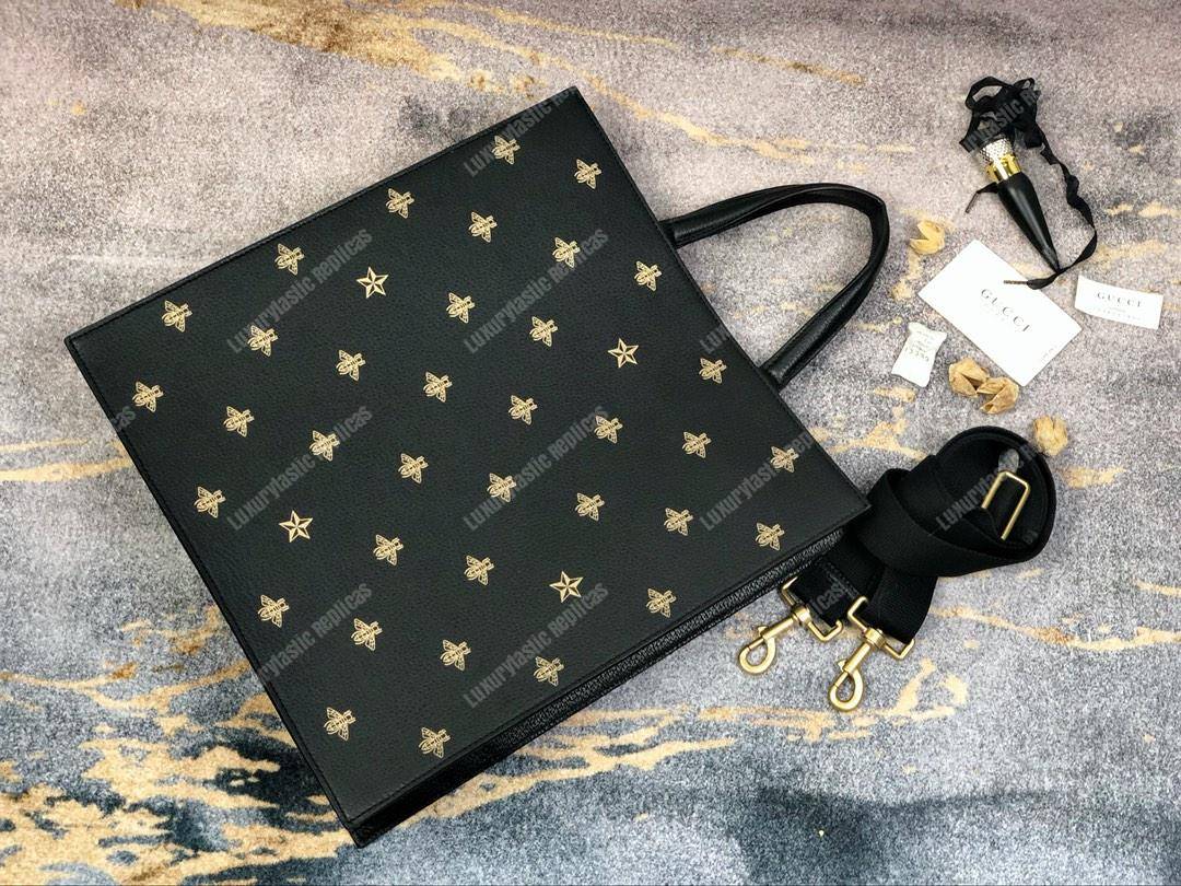 G*u*i bee star leather tote