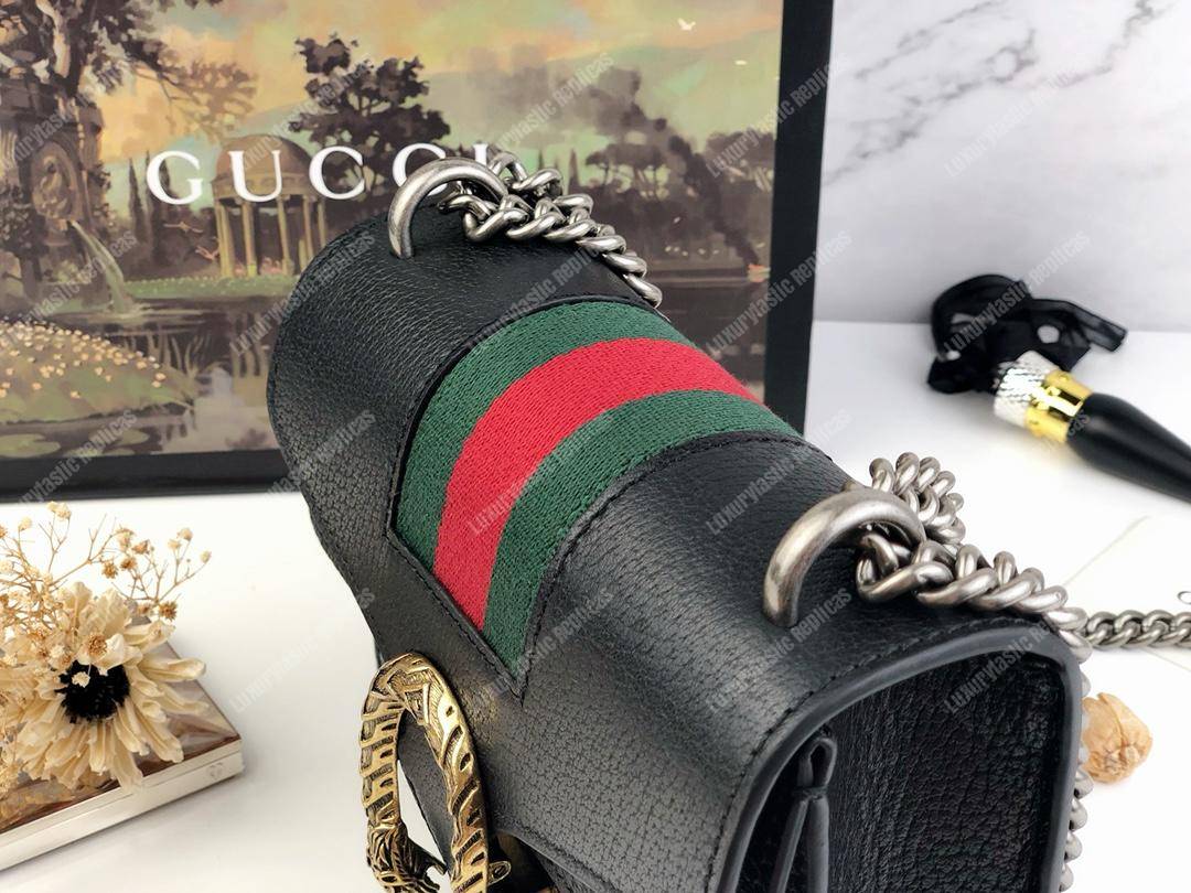 G*u*i dionysus leather mini bag black green red web