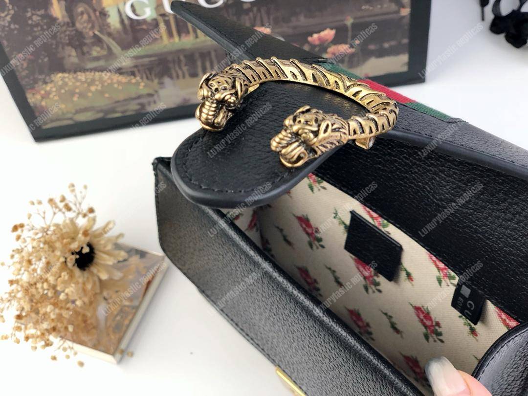 G*u*i dionysus leather mini bag black green red web