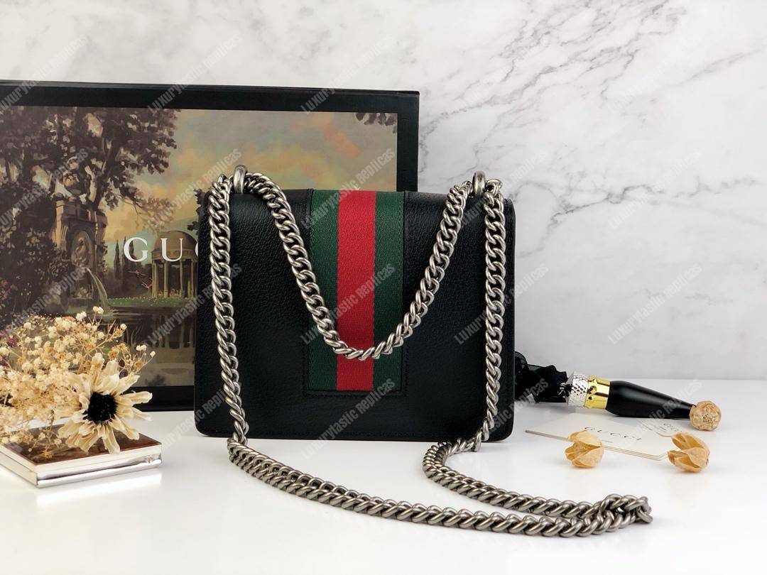 G*u*i dionysus leather mini bag black green red web