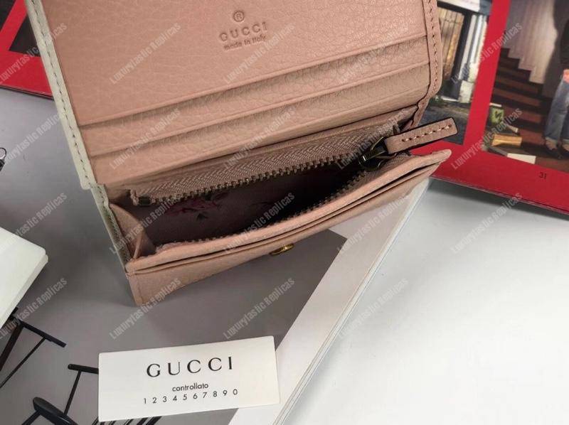 G*u*i leather zip wallet with bow white