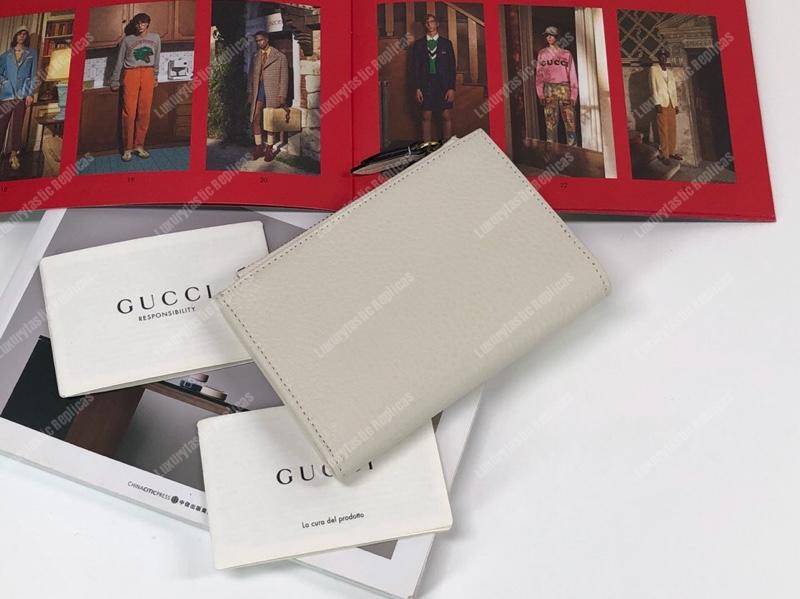 G*u*i leather card case wallet with bow white