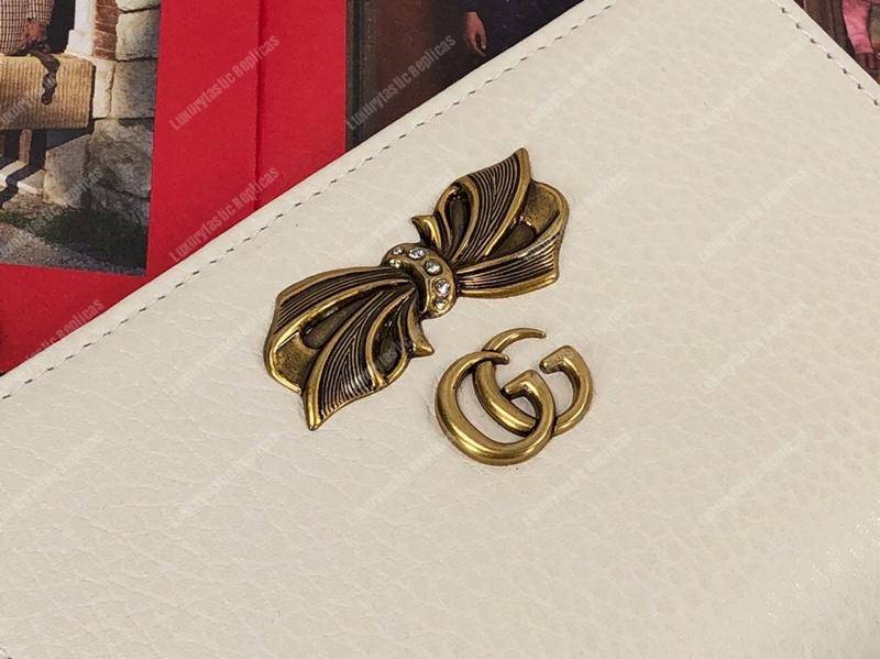 G*u*i leather card case wallet with bow white