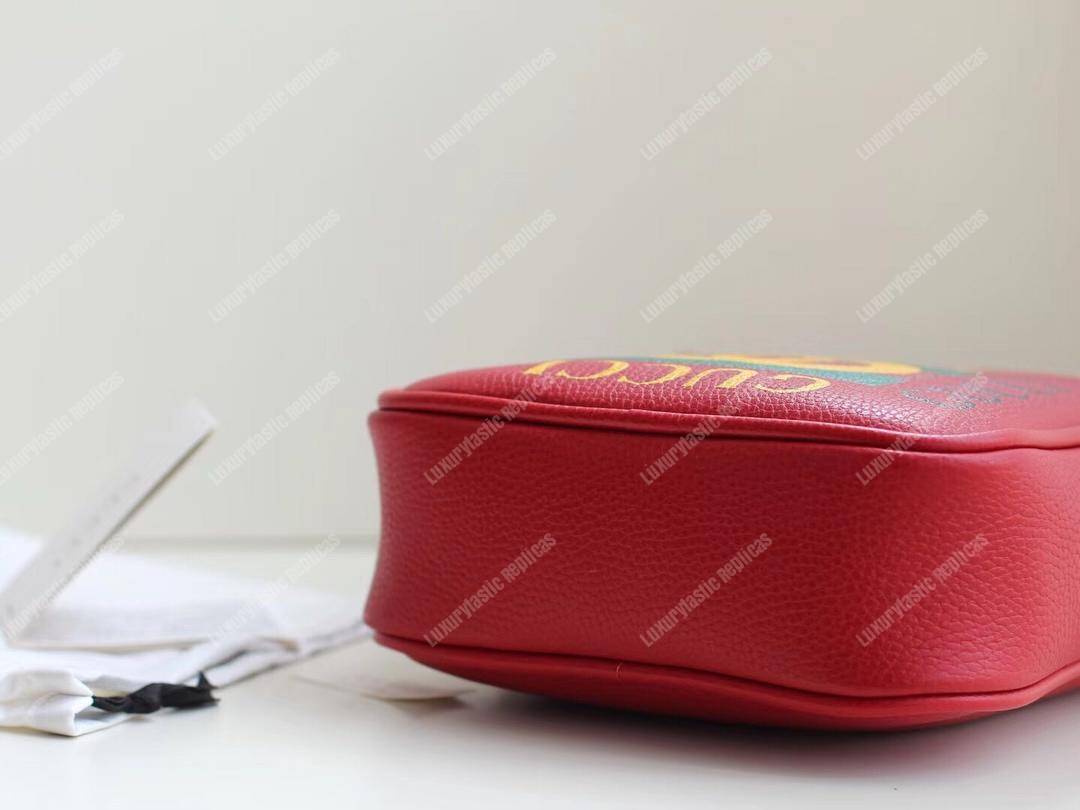 G*u*i print messenger bag hibiscus red leather