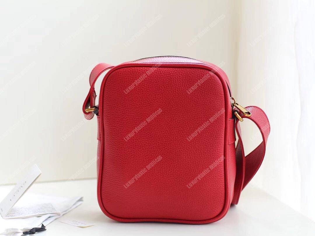 G*u*i print messenger bag hibiscus red leather