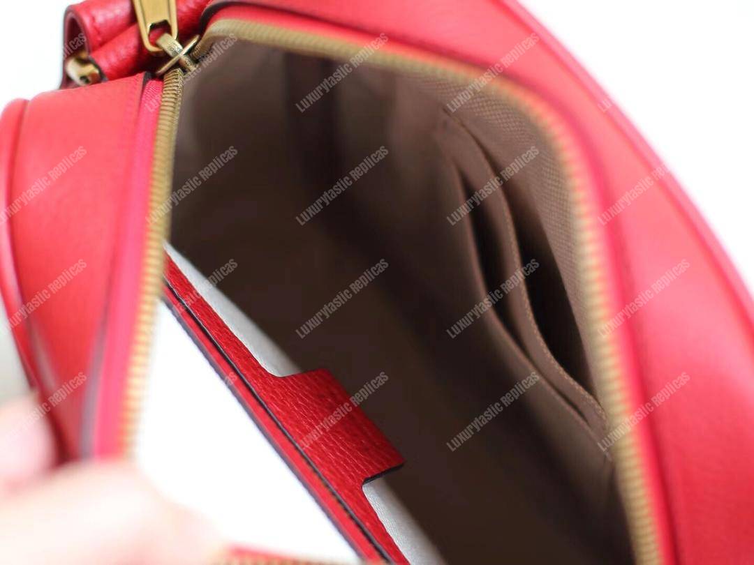 G*u*i print messenger bag hibiscus red leather