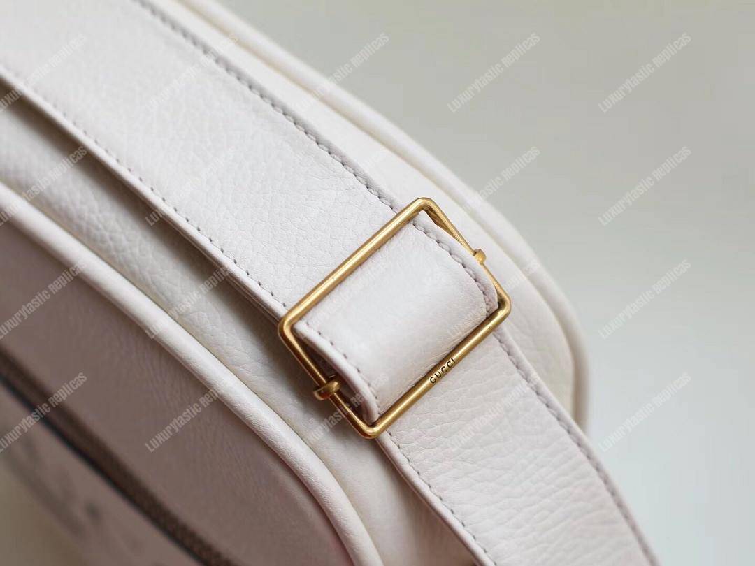 G*u*i print messenger bag white leather
