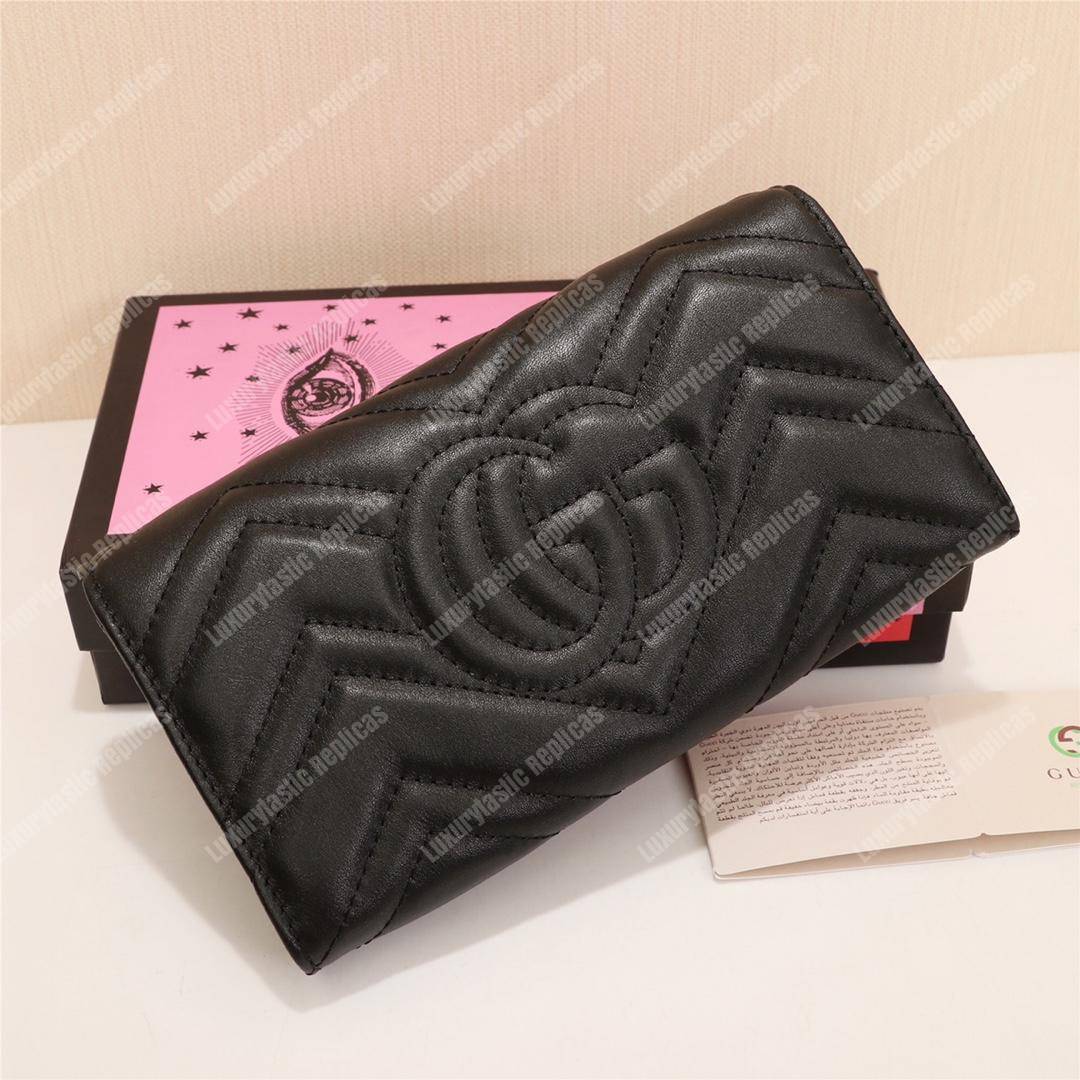 G*u*i gg marmont continental wallet with animal studs black
