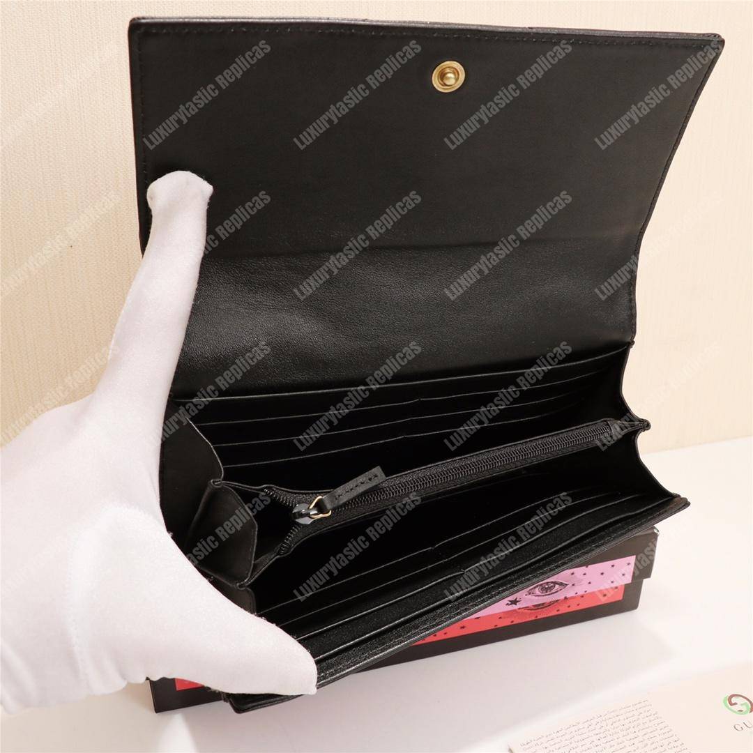 G*u*i gg marmont continental wallet with animal studs black