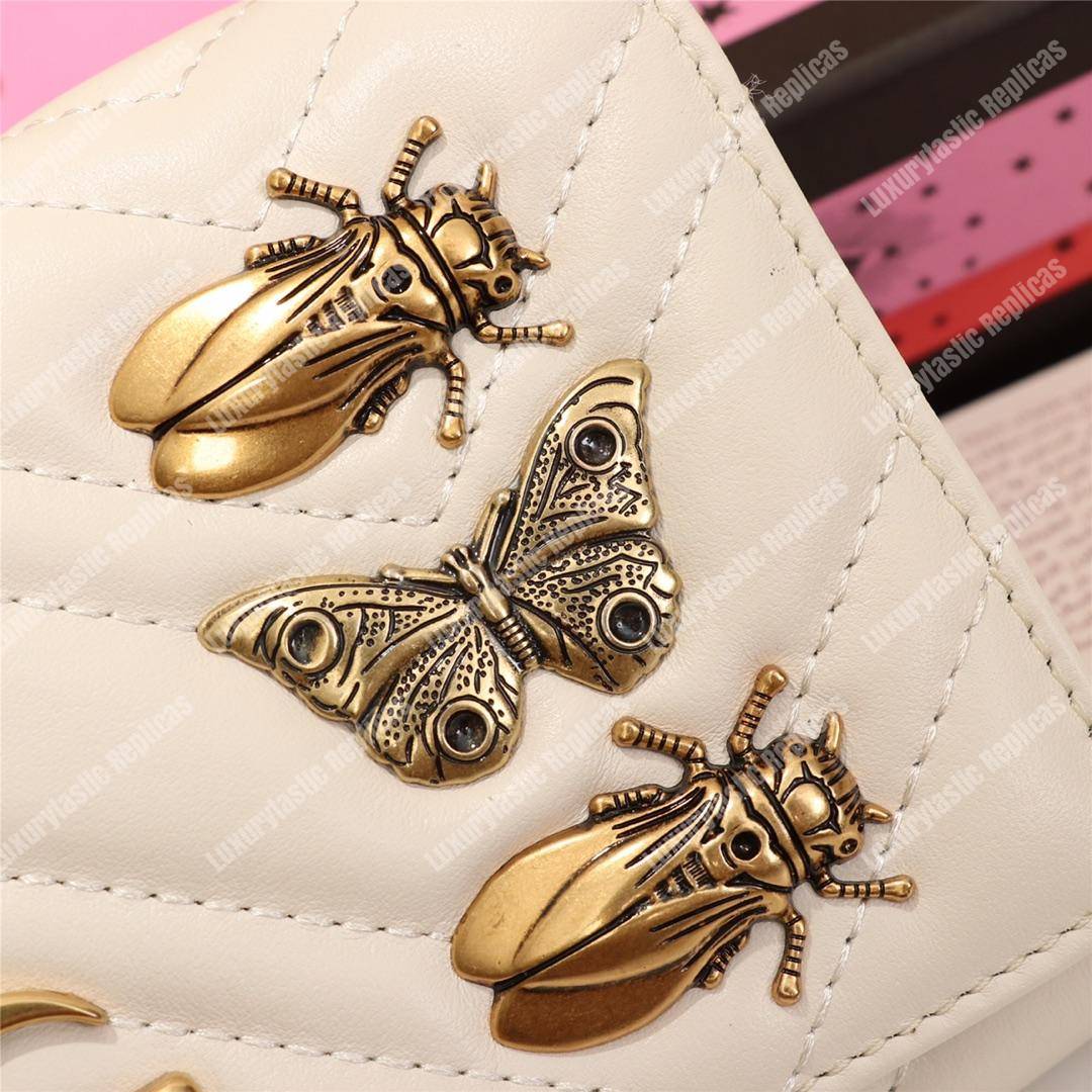 G*u*i gg marmont continental wallet with animal studs white