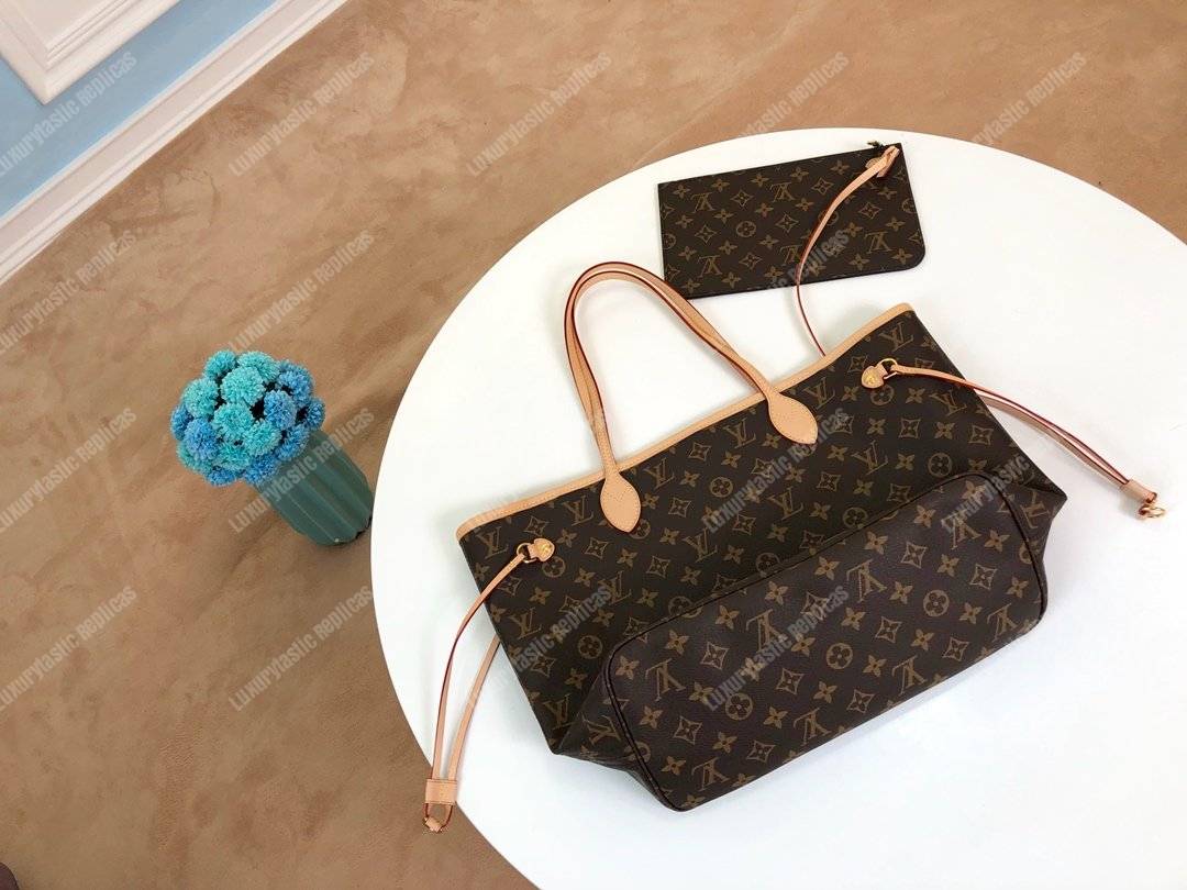 LV Neverfull MM Monogram Beige