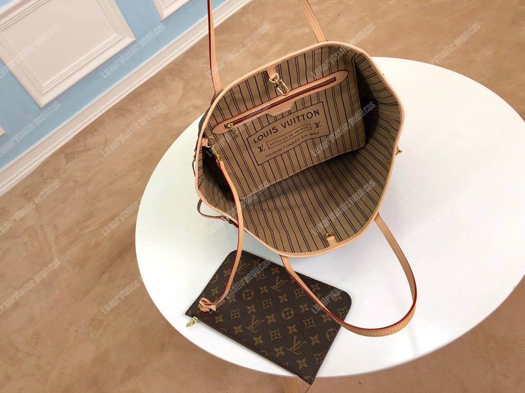 LV Neverfull MM Monogram Beige