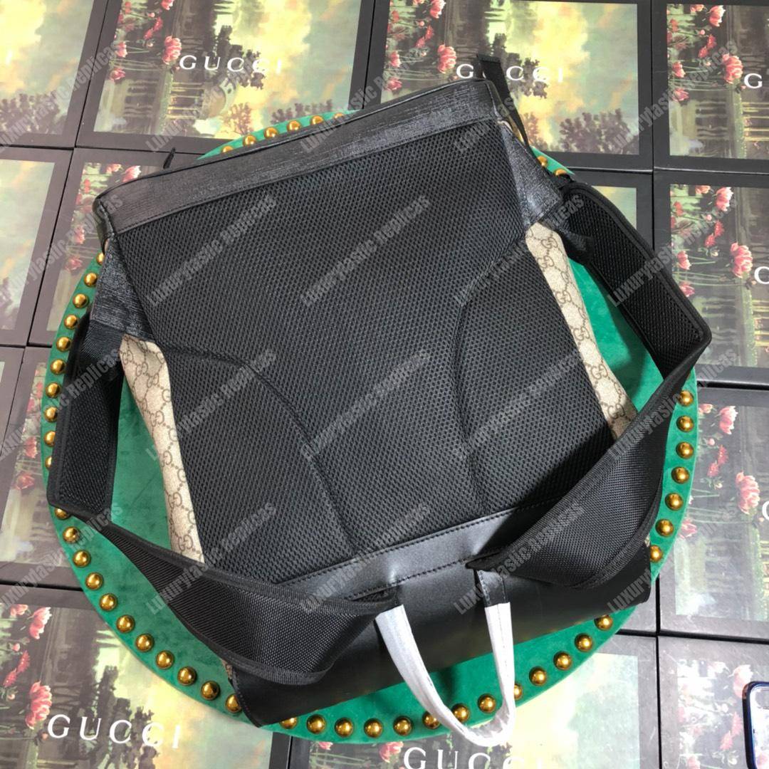 G*u*i gg sup*e backpack black leather double pocket