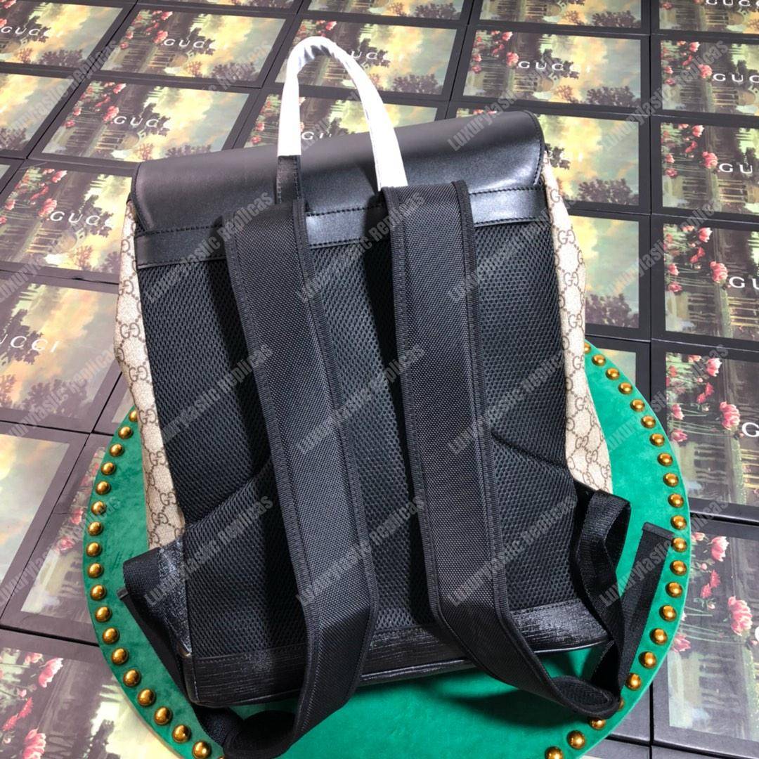 G*u*i gg sup*e backpack black leather double pocket