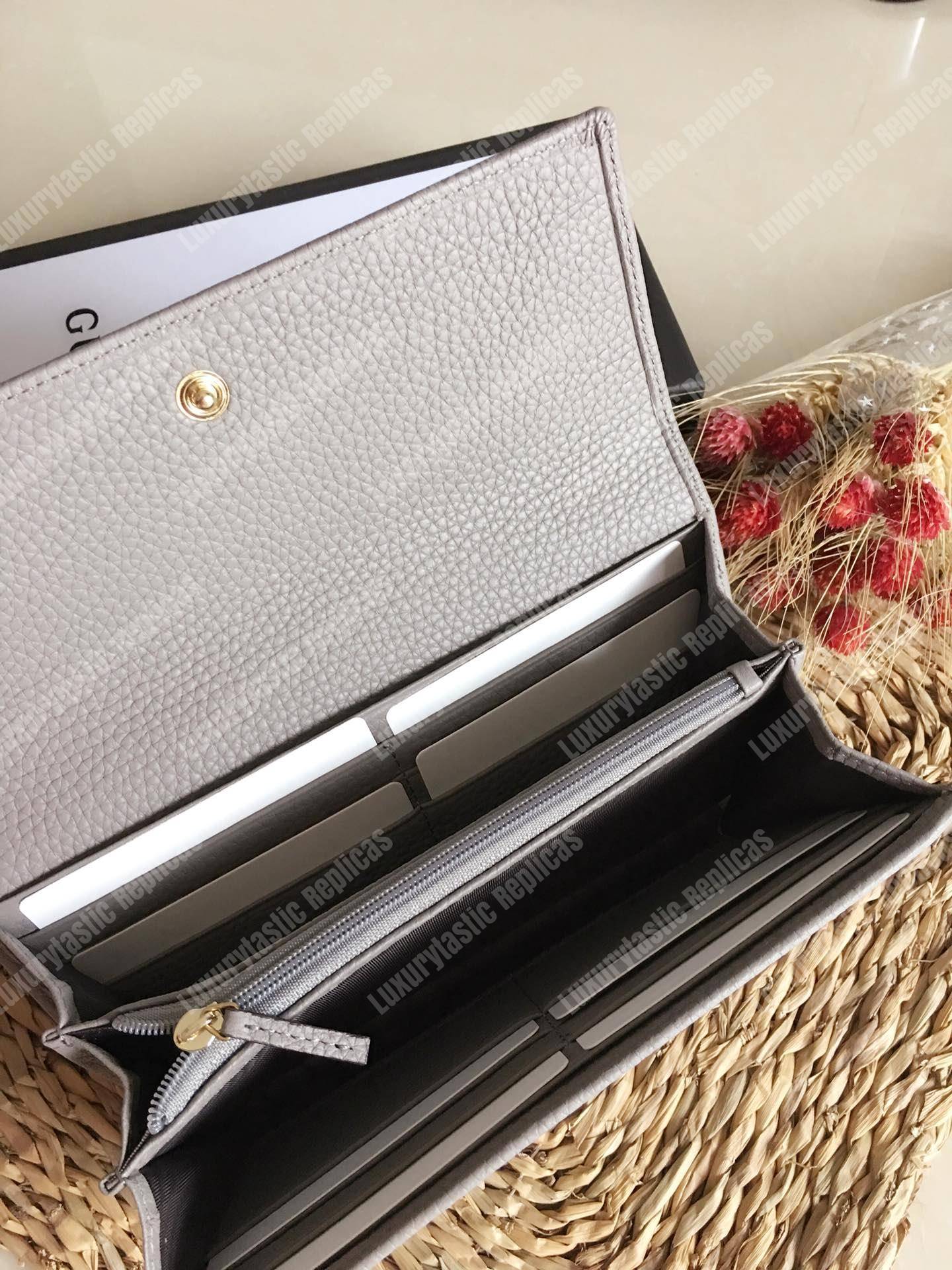 G*u*i gg leather continental wallet gray