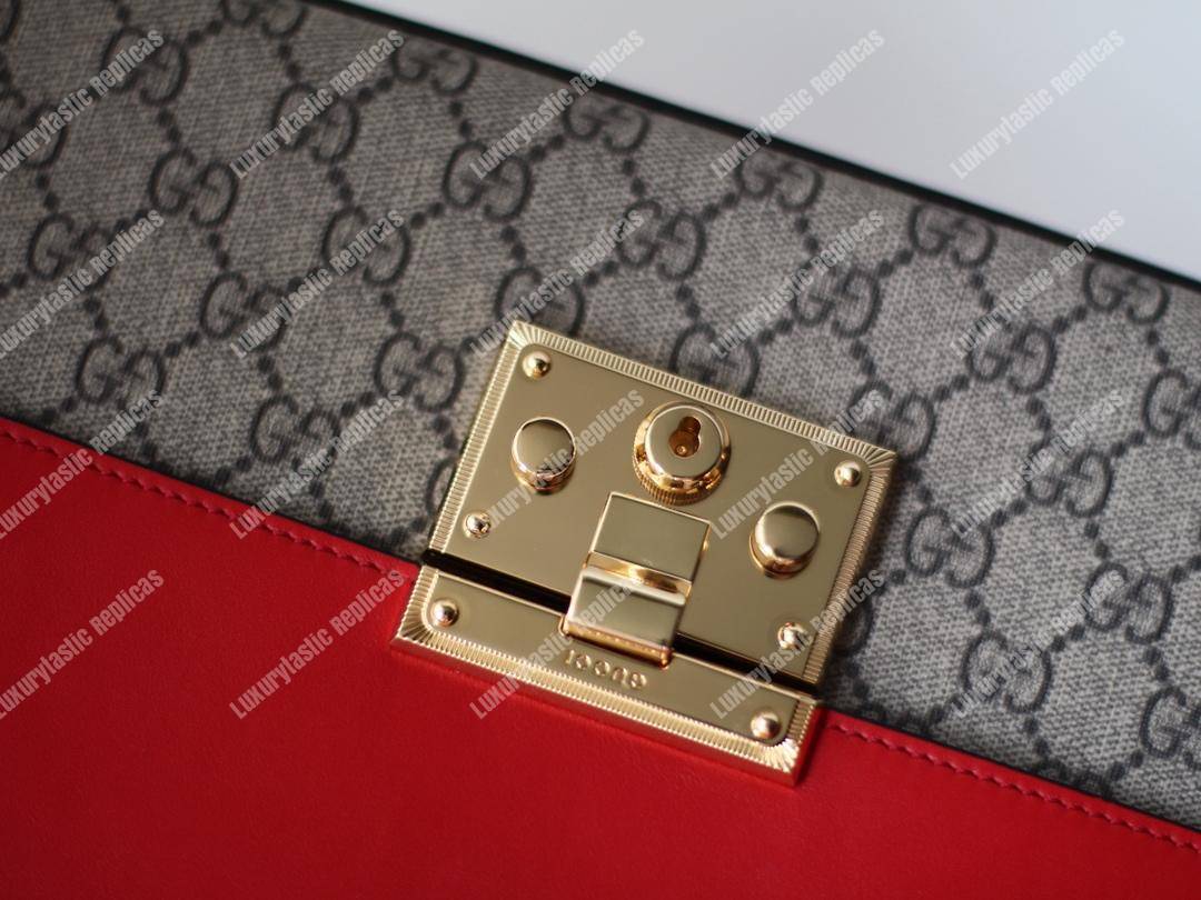 G*u*i padlock medium gg shoulder red/pink